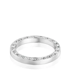 Anillo alianza de boda de oro blanco y diamantes 2,5 mm TOUS Alianzas