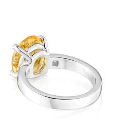 Anillo de plata con diamantes y citrino Basic Colors