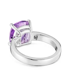 Anillo de plata con diamante y amatista Basic Colors