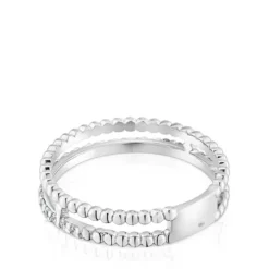 Anillo doble mediano de oro blanco y diamantes Les Classiques
