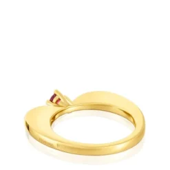 Anillo grande corazón con baño de oro 18 kt sobre plata y rodolita My Other Half