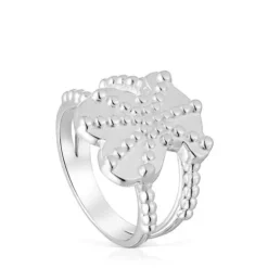 Anillo grande de plata con motivo oso TOUS Grain