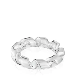 Anillo grande espiral de plata Twisted