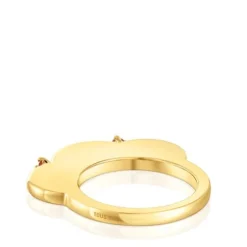 Anillo grande flor con baño de oro 18 kt sobre plata y cornalina My Other Half