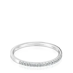 Anillo media alianza pequeña de oro blanco con diamantes Les Classiques