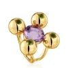 Anillo mediano con baño de oro 18 kt sobre plata, amatista y peridoto Sugar Party