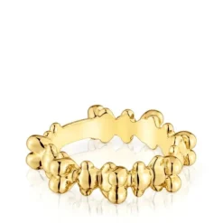 Anillo mediano con baño de oro 18 kt sobre plata y motivos oso Bold Bear