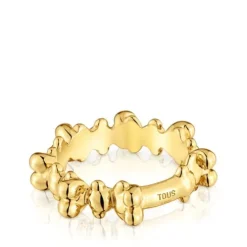 Anillo mediano con baño de oro 18 kt sobre plata y motivos oso Bold Bear