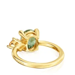 Anillo mediano con baño de oro 18 kt sobre plata, espinela y citrino creados en laboratorio TOUS Color LGG
