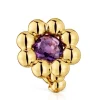 Anillo mediano flor con baño de oro 18 kt sobre plata y amatista Sugar Party