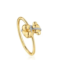 Anillo mediano oso de oro y diamantes Lligat