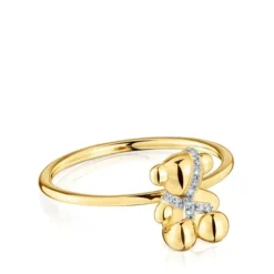 Anillo mediano oso de oro y diamantes Lligat