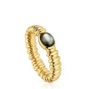 Anillo pequeño con baño de oro 18 kt sobre plata y nácar gris Sugar Party