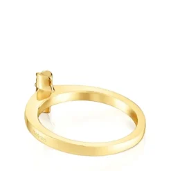Anillo pequeño con baño de oro 18 kt sobre plata y rodolita Basic Colors
