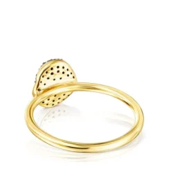 Anillo pequeño con baño de oro 18 kt sobre plata y diamantes Nenufar