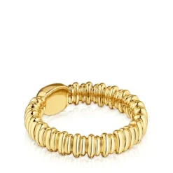Anillo pequeño con baño de oro 18 kt sobre plata y nácar gris Sugar Party