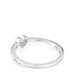 Anillo pequeño corazón de oro blanco con diamantes TOUS Grain