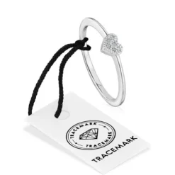 Anillo pequeño corazón de oro blanco con diamantes TOUS Grain
