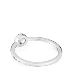 Anillo pequeño círculo de oro blanco con diamantes TOUS Grain