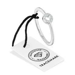 Anillo pequeño círculo de oro blanco con diamantes TOUS Grain