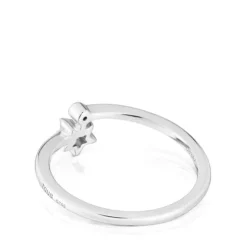 Anillo pequeño estrella de oro blanco con diamantes TOUS Grain