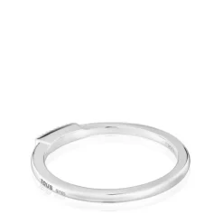 Anillo pequeño tira de oro blanco con diamantes TOUS Grain