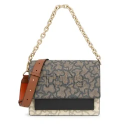 Bandolera mediana Audree Chain negra y beige Kaos Icon