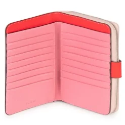 Billetera mediana New Dubai rosa y beige