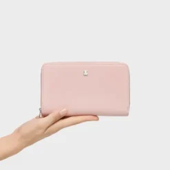 Billetera mediana New Dubai rosa y beige