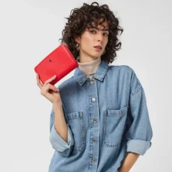 Billetera mediana roja New Dubai Saffiano