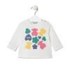 Camiseta osos,corazones y flores Casual crudo