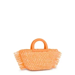Capazo de rafia mediano naranja claro TOUS Dora
