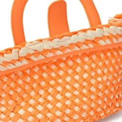 Capazo de rafia mediano naranja claro TOUS Dora