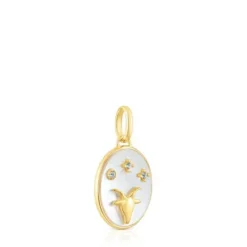 Colgante Capricornio con baño de oro 18 kt sobre plata, nácar y topacios TOUS Horoscope
