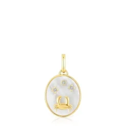 Colgante Cáncer con baño de oro 18 kt sobre plata, nácar y topacios TOUS Horoscope