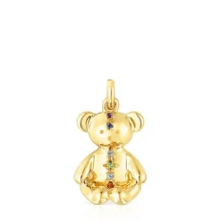 Colgante con baño de oro 18 kt sobre plata y gemas Teddy Bear