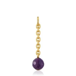Colgante con baño de oro 18 kt sobre plata y amatista Hold Oval