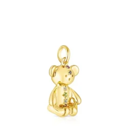 Colgante con baño de oro 18 kt sobre plata y gemas Teddy Bear