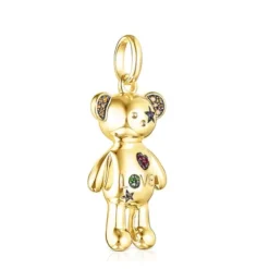 Colgante con baño de oro 18 kt sobre plata y gemas Teddy Bear Stars