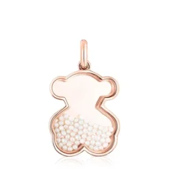Colgante con baño de oro rosa 18 kt sobre plata y perlas Areia