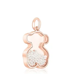 Colgante con baño de oro rosa 18 kt sobre plata y perlas Areia