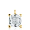 Colgante grande con baño de oro 18 kt sobre plata y cuarzo cristal de roca Color White