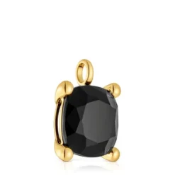 Colgante grande con baño de oro 18 kt sobre plata y ónix Color Black