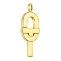 Colgante grande con baño de oro 18 kt sobre plata y esmalte fucsia TOUS MANIFESTO