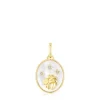 Colgante Leo con baño de oro 18 kt sobre plata, nácar y topacios TOUS Horoscope