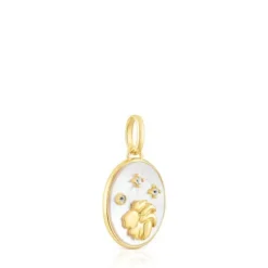 Colgante Leo con baño de oro 18 kt sobre plata, nácar y topacios TOUS Horoscope