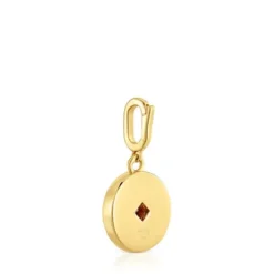Colgante medalla con baño de oro de 18 kt sobre plata, nácar y gemas Medallions