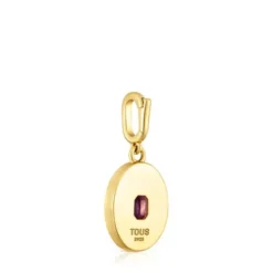 Colgante medalla con baño de oro de 18 kt sobre plata, nácar y amatista Medallions