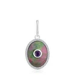 Colgante medalla de plata con nácar, amatista y topacio Medallions