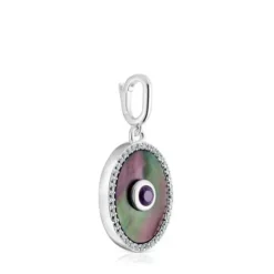Colgante medalla de plata con nácar, amatista y topacio Medallions
